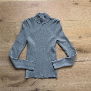 Mango Gray Ribbed Turtleneck Sweater